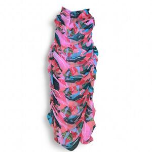 Prettylittlething Women's Tropical Floral Bandeau Fishtail Maxi Dress SZ 12 NWT